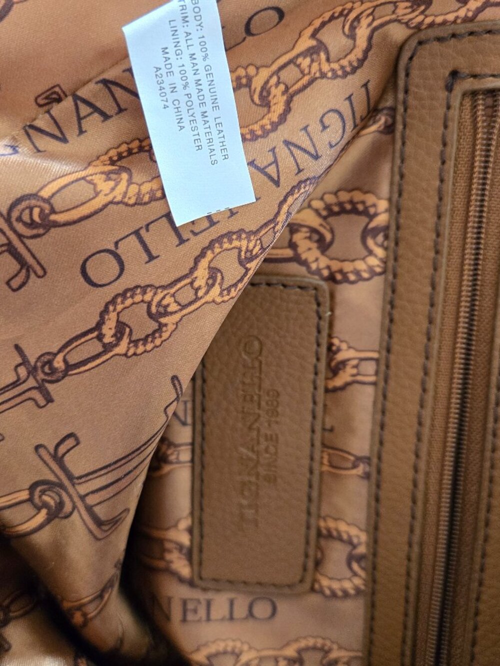 Tignanello Super Stitch Pebble Leather Convertible Shoulder Bag Cognac NWT - Picture 10 of 16